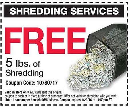 Apr 15, 2019 Time to purge the paper and protect your privacy with free shredding services offered at all Office Depot and OfficeMax stores. . Shredding at office depot